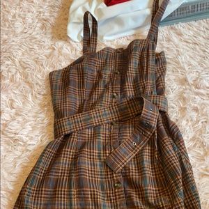 plaid button dress